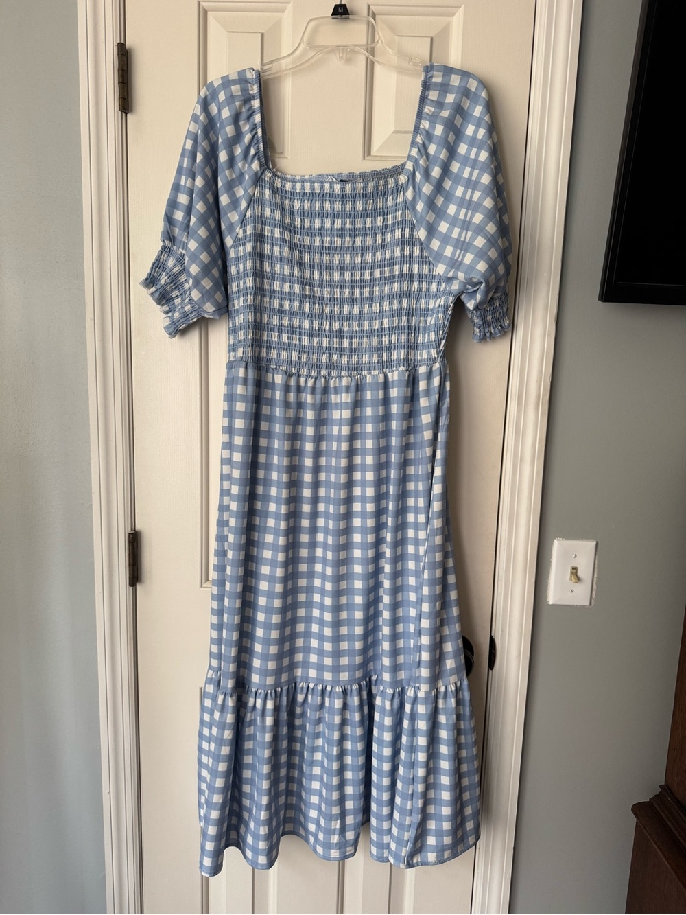 Michelle McDowell smocked gingham midi dress